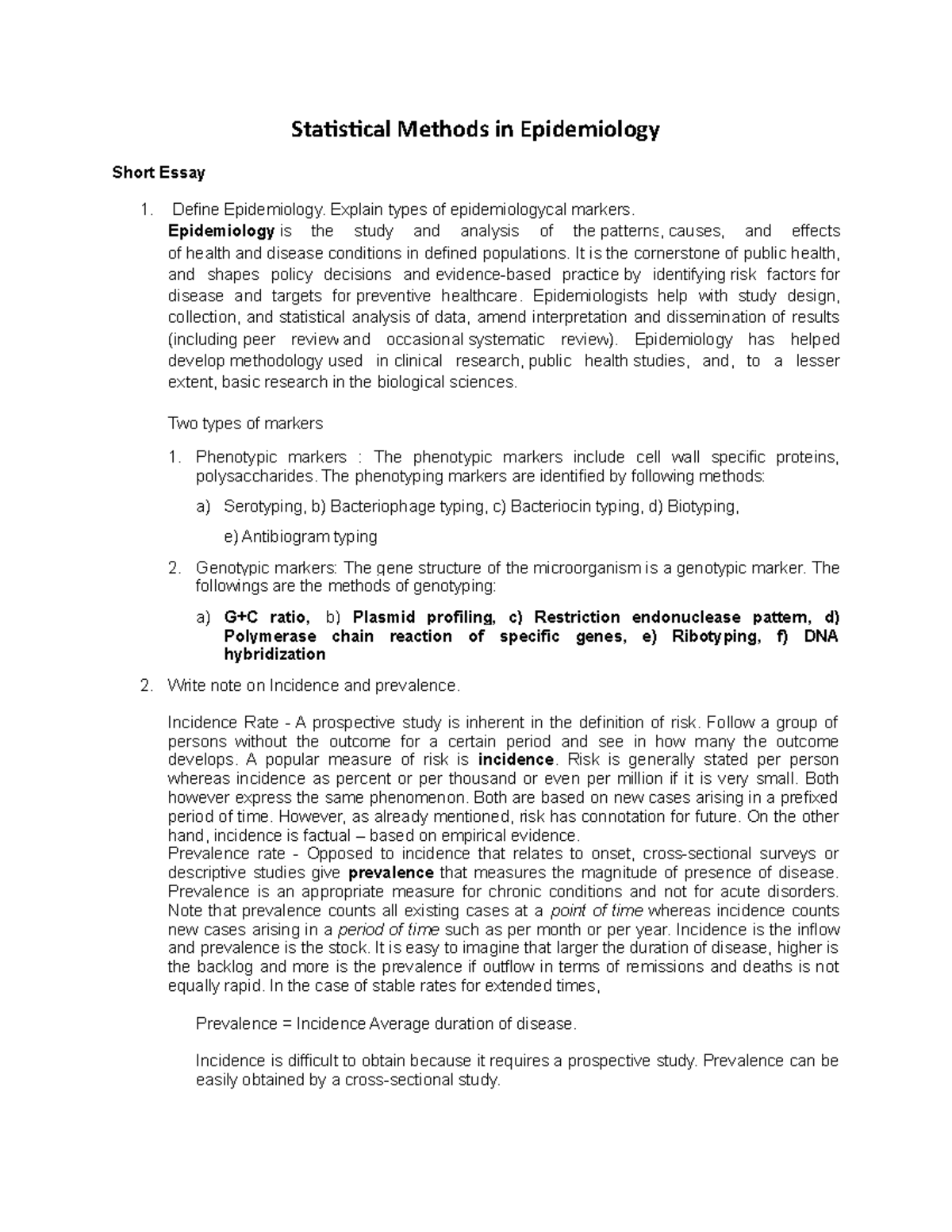 Unit 5 statistical methods in epidemiology - Statistical Methods in ...