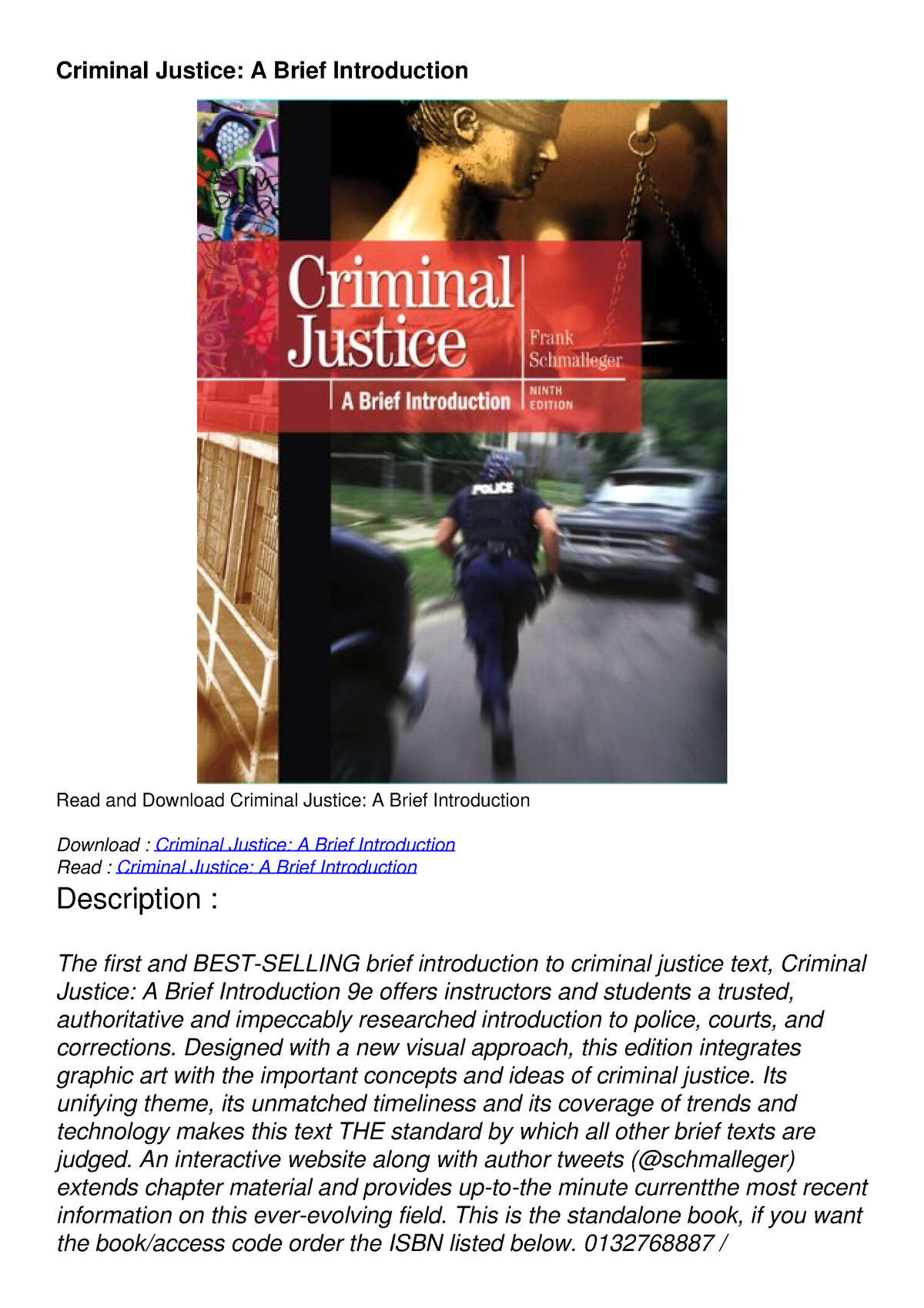 [READ DOWNLOAD] Criminal Justice: A Brief Introduction - Criminal ...