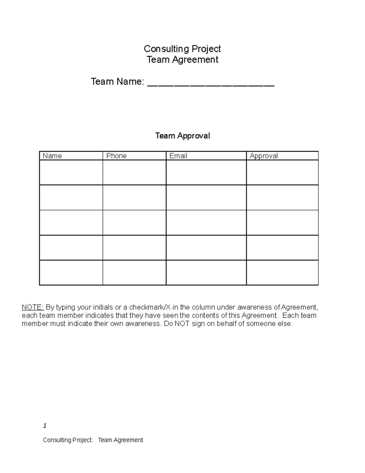 Consulting Project Outline - Team Agreement (S2023) - Consulting ...