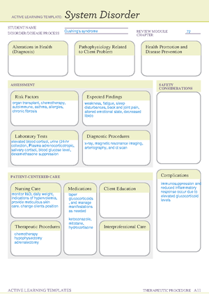 8 pn ncc 11.0 chp 18 System Disorder form - STUDENT NAME DISORDER ...