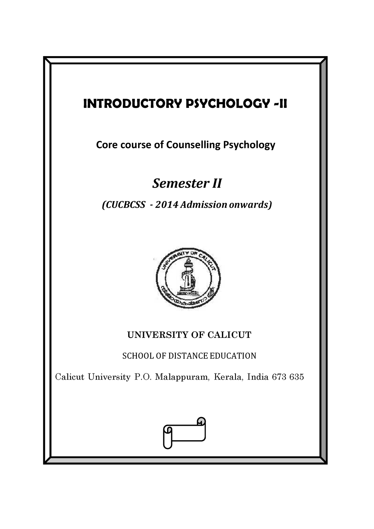 Introductory Psychology - INTRODUCTORY PSYCHOLOGY -II Core Course Of ...