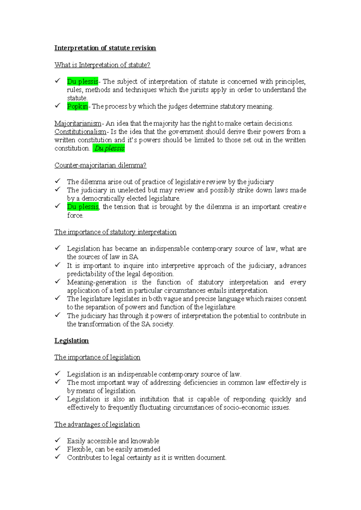 Interpretation of statute revision - Popkin- The process by which the ...