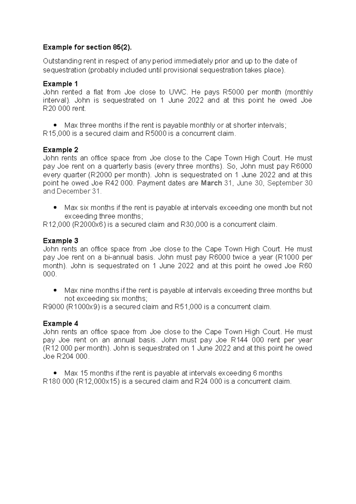 Example+for+section+85-1 - Example for section 85(2). Outstanding rent ...