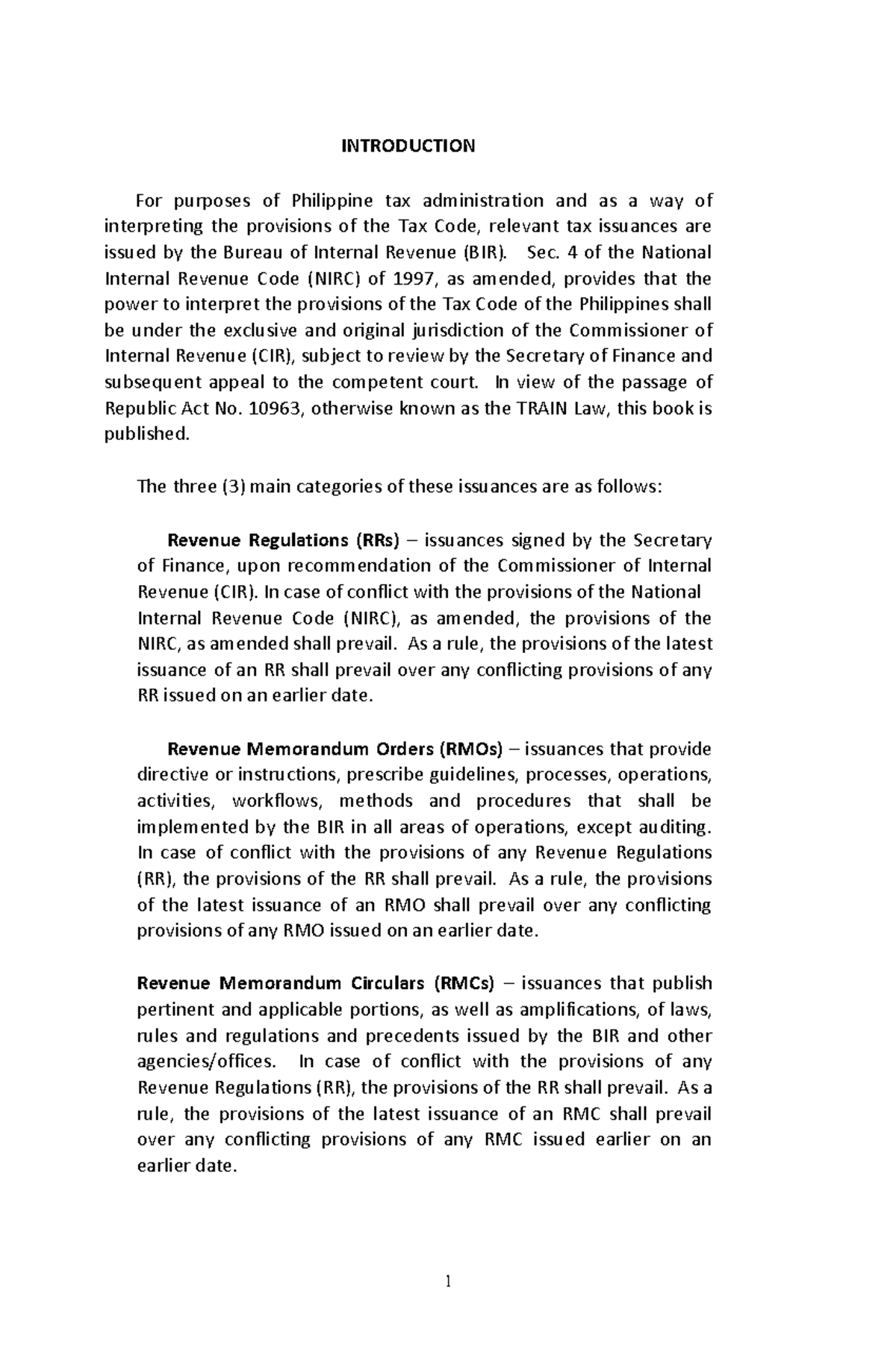 Basic TAX Compliance - notes - INTRODUCTION For purposes of Philippine ...