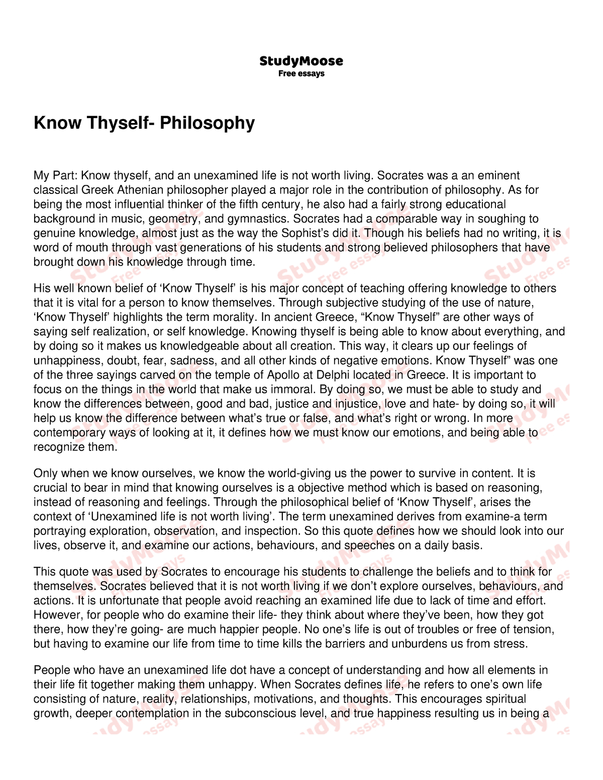 socrates know thyself essay