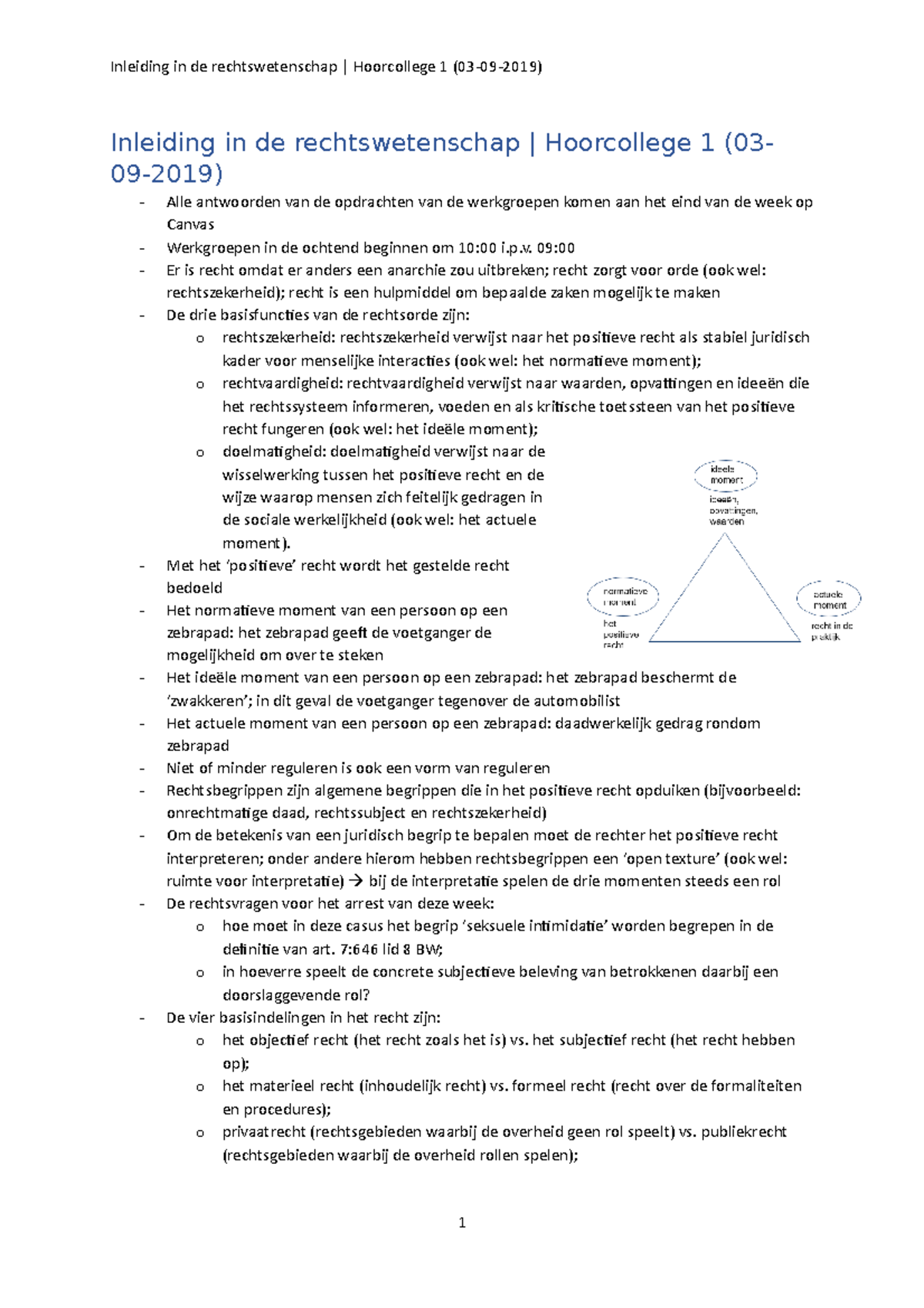 HC 1 2019/20 INLEIDING RECHTSWETENSCHAP - Inleiding In De ...