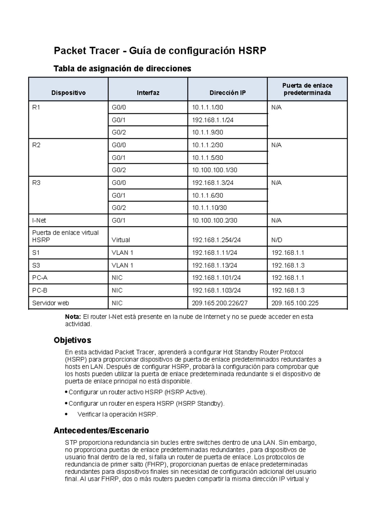 Packet Tracer configuracion de HSRP - Packet Tracer - Guía de ...