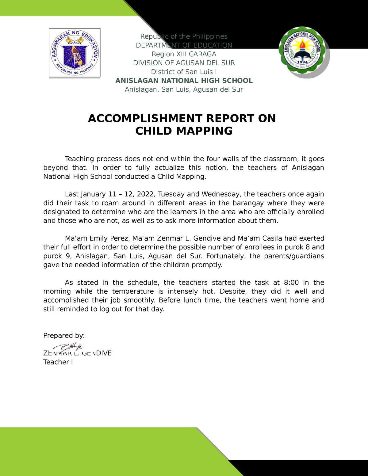 accomplishment-report-on-child-mapping-republic-of-the-philippines-department-of-education