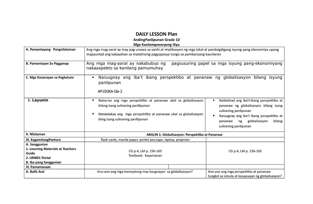 Inbound 3071617378228492145 - DAILY LESSON Plan AralingPanlipunan Grade ...