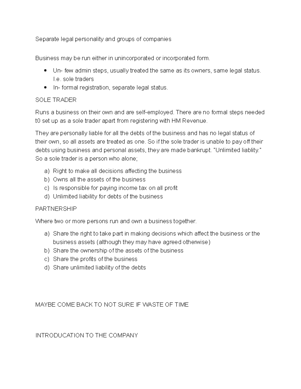 Separate legal personality and groups of companies revision - Separate ...