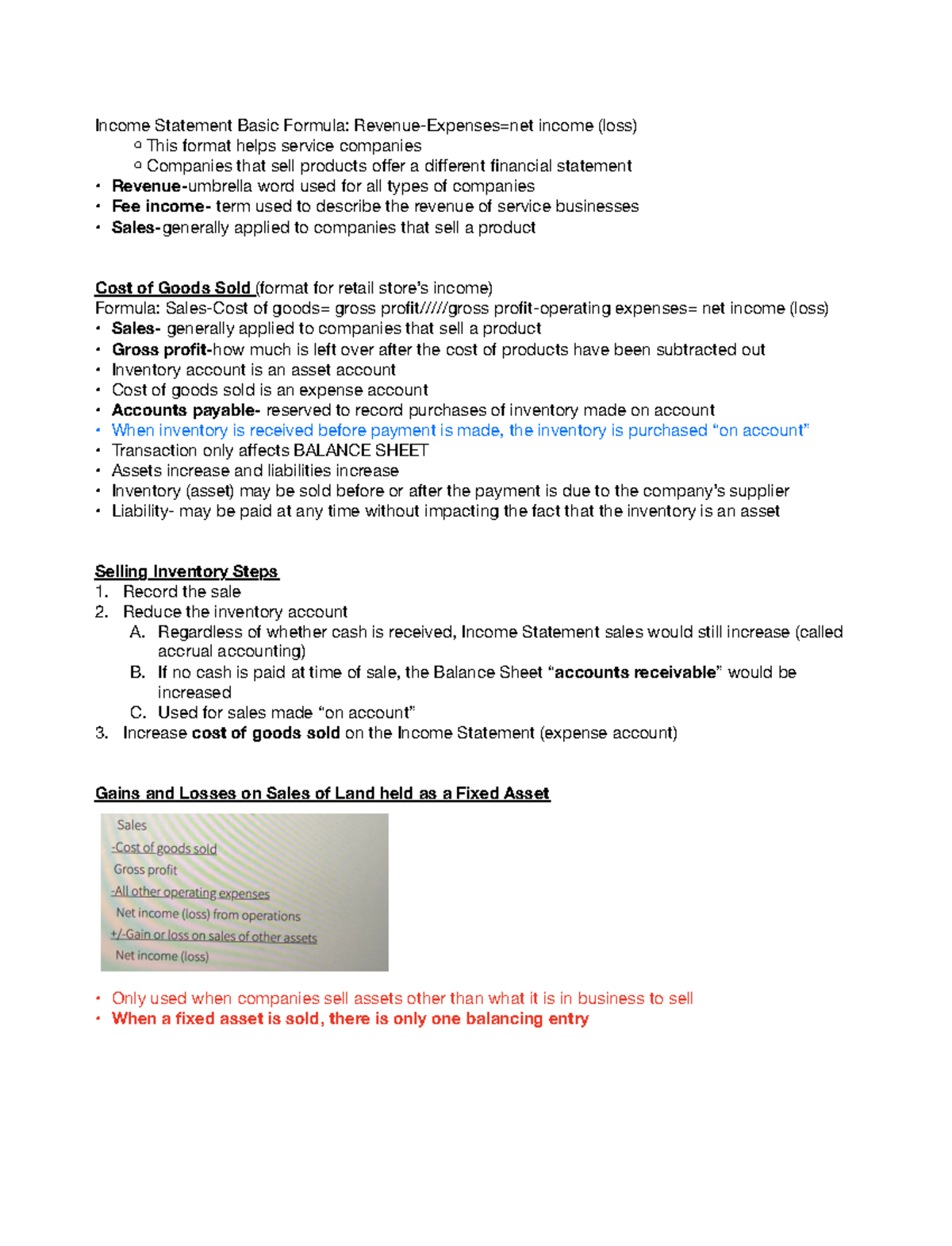 Chapter 5 Notes - Income Statement Basic Formula: Revenue-Expenses=net ...