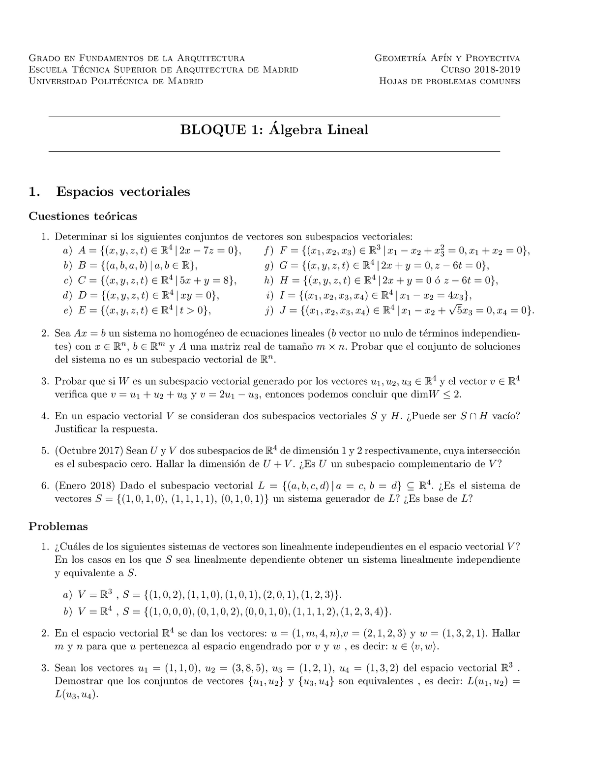 Bloque 1 Ejercicios Algebra Studocu