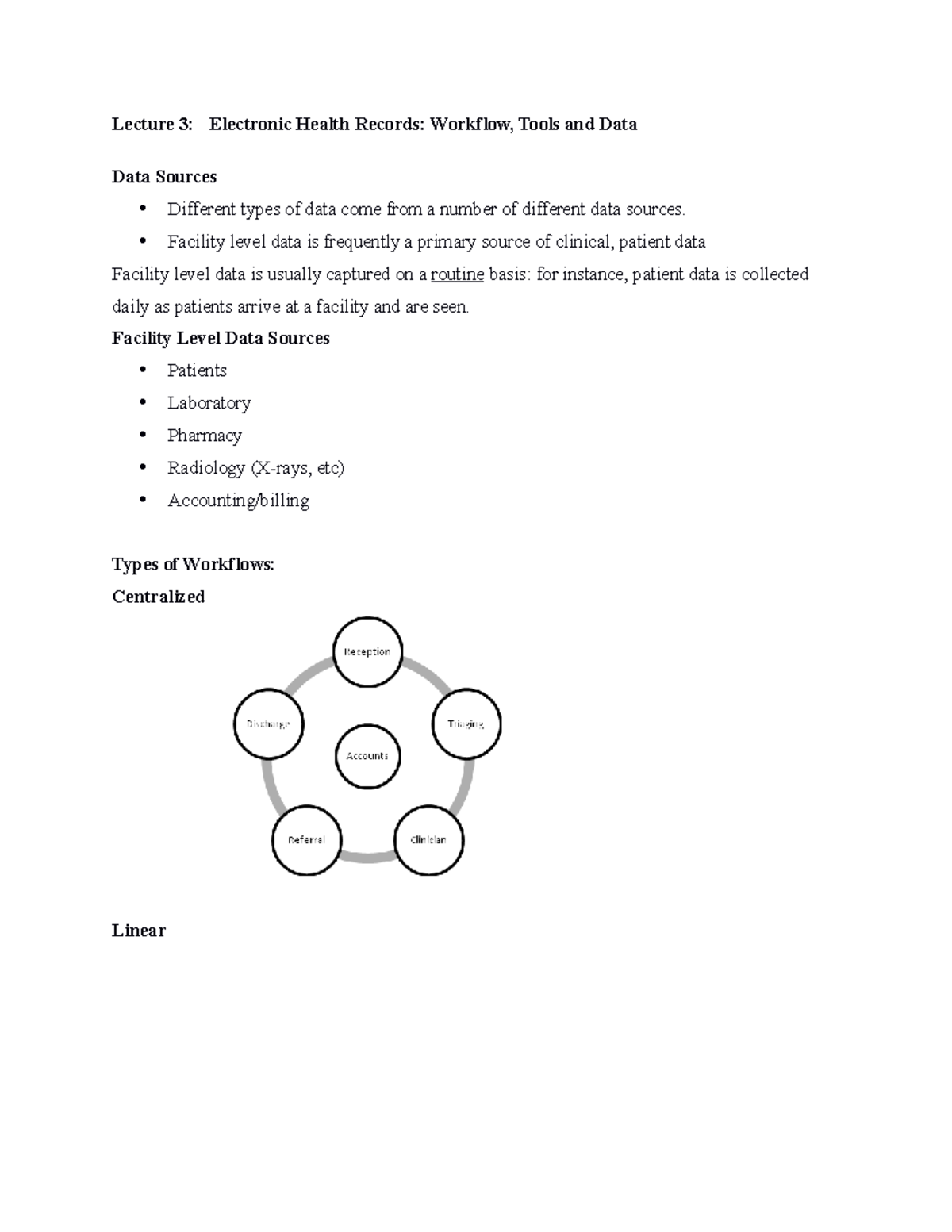 Notes IHM Class IHM Lecture 3 Electronic Health Records Workflow