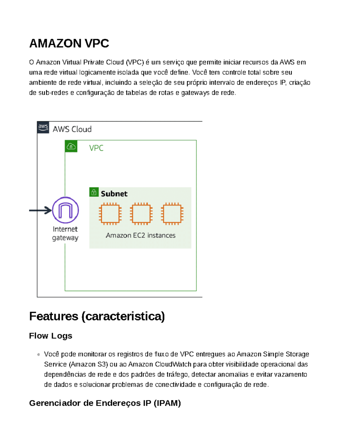 Amazon VPC - AMAZON VPC O Amazon Virtual Private Cloud (VPC) é um ...