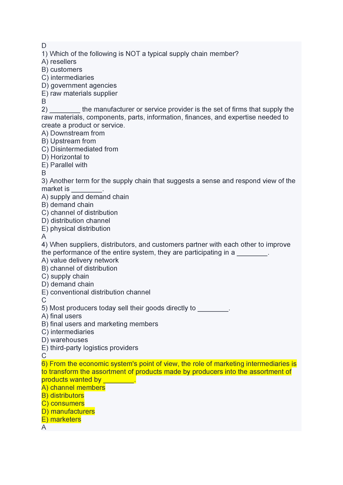 Mkt Qui 4 - Quiz 4 Mkt101 Fpt - D Which Of The Following Is NOT A ...