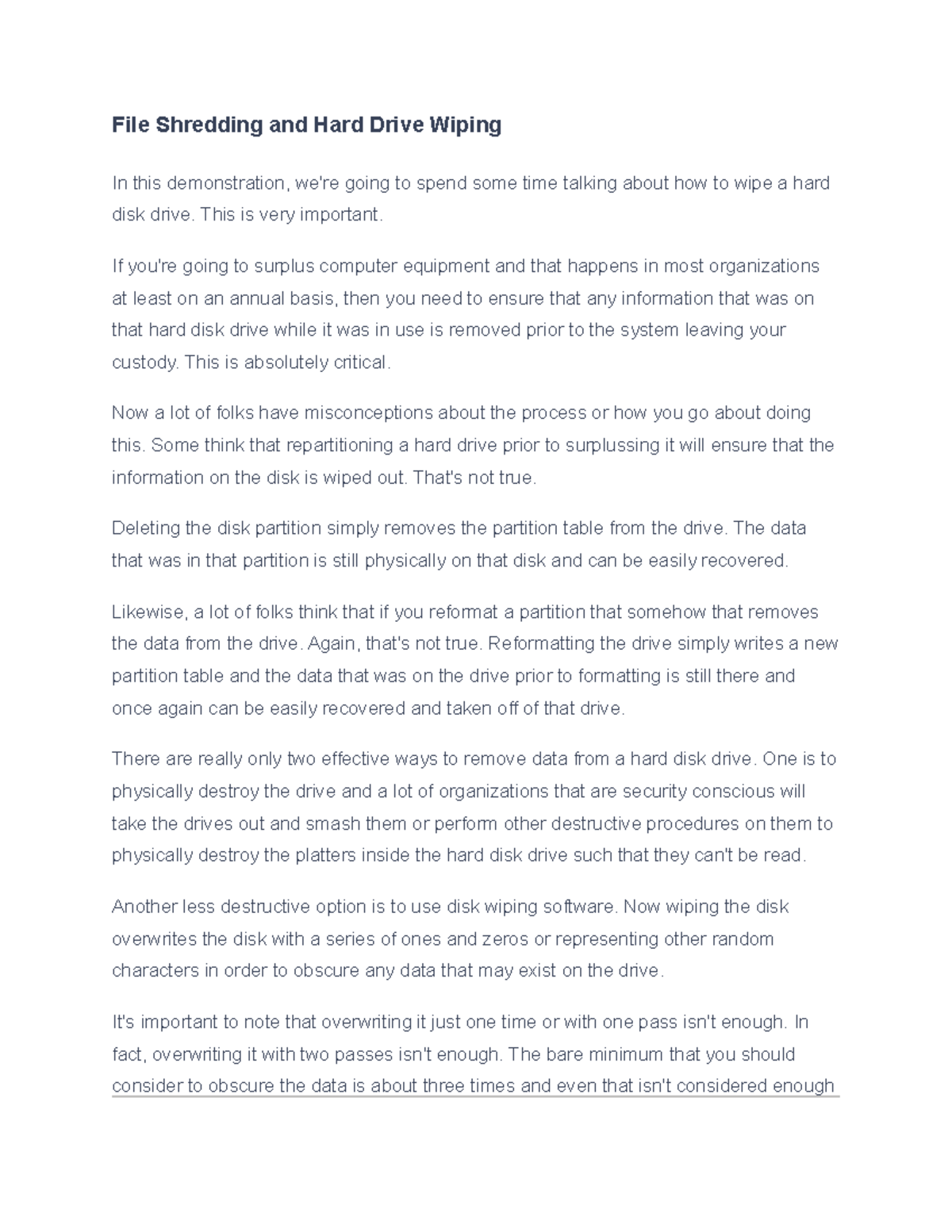 14.3.9 File Shredding and Hard Drive Wiping - File Shredding and Hard ...