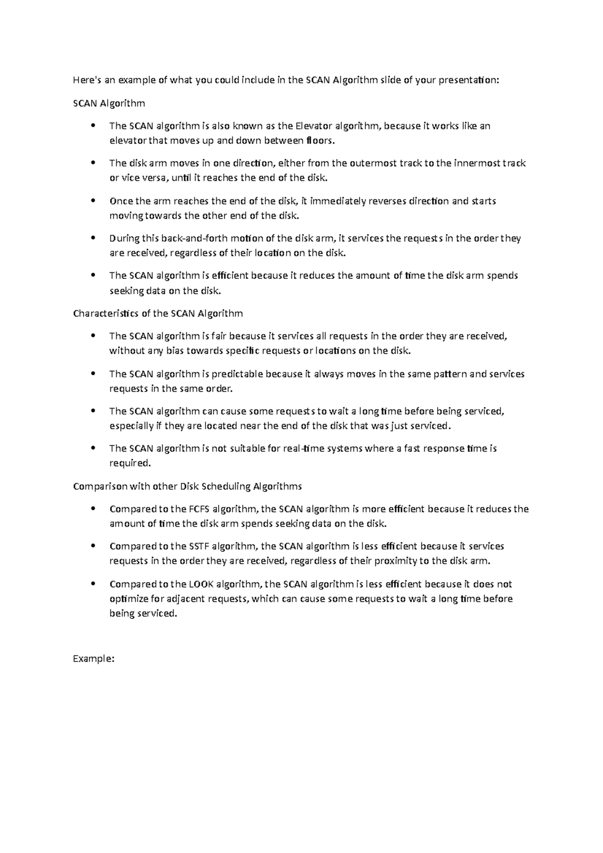 Scan disk sceduling algorithm - Here's an example of what you could ...