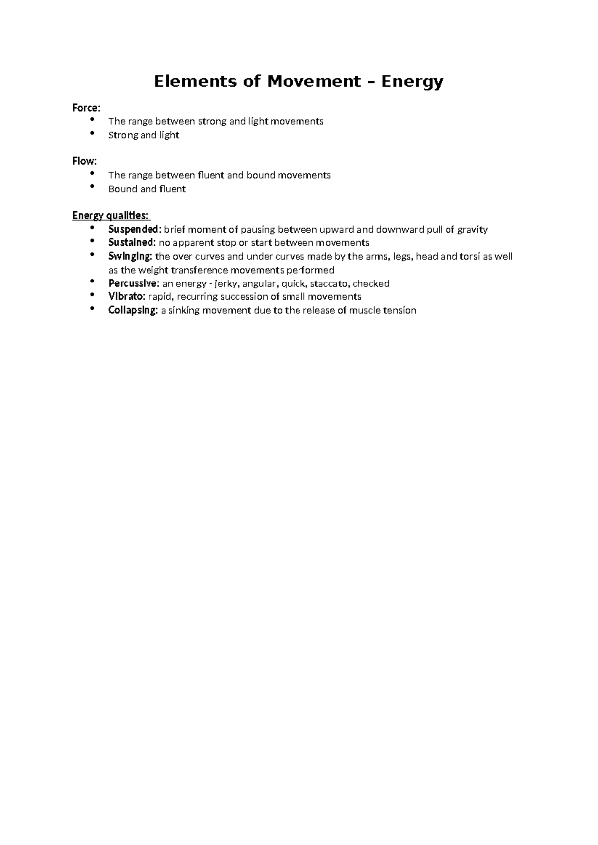 Elements of Movement (Energy) - Theory - Elements of Movement – Energy ...