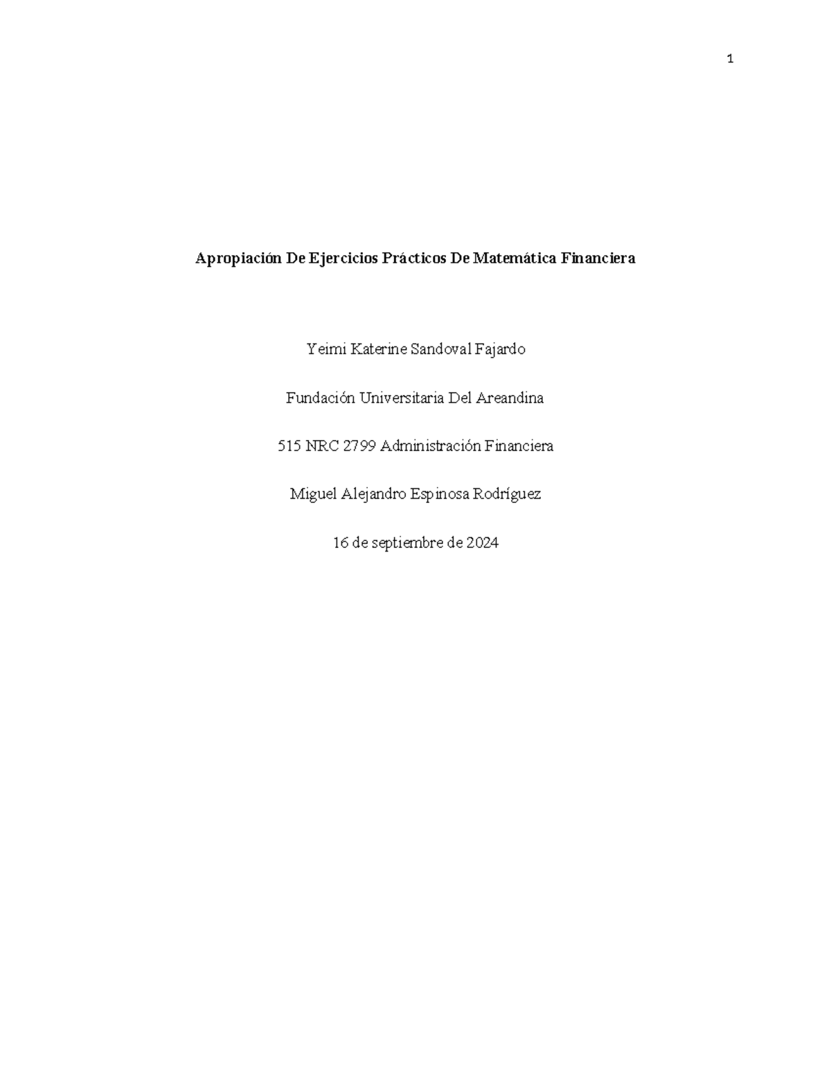 Matematica financiera - Apropiación De Ejercicios Prácticos De ...