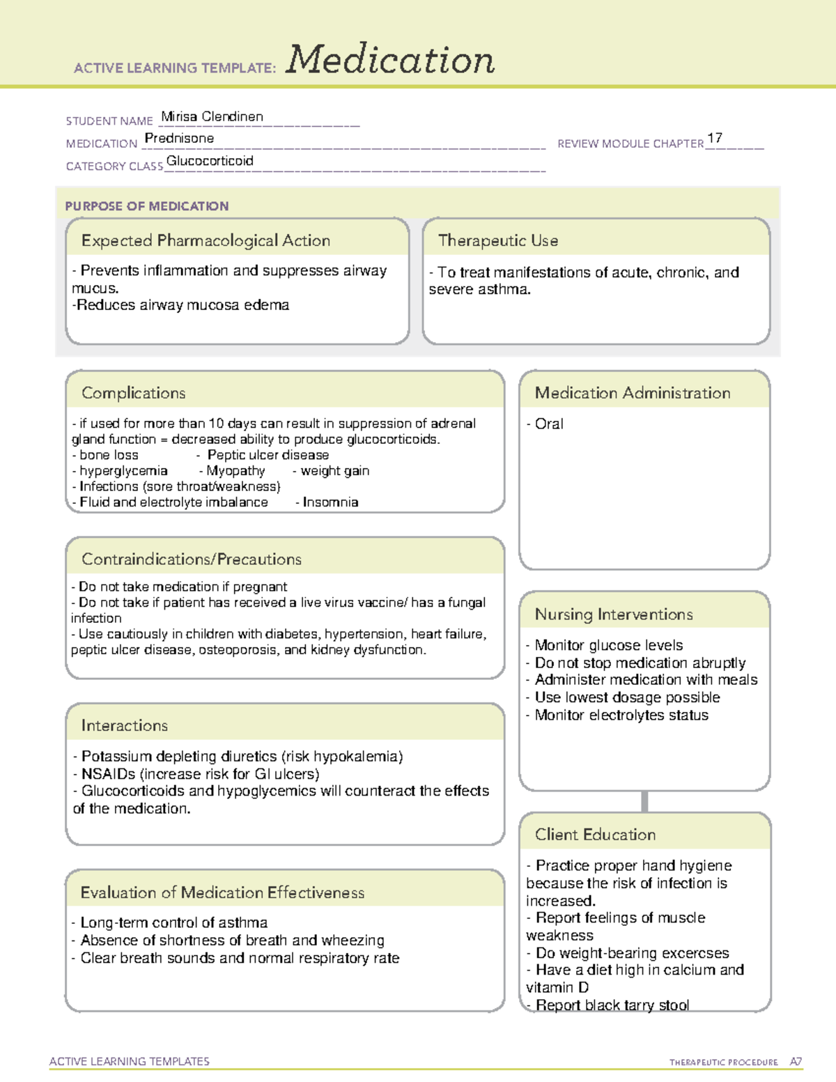 Prednisone - ATI - ACTIVE LEARNING TEMPLATES THERAPEUTIC PROCEDURE A ...