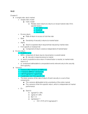 FNCE 3302 Pre-Midterm Notes - FNCE 3302 Notes Monday, 1/ Investment ...