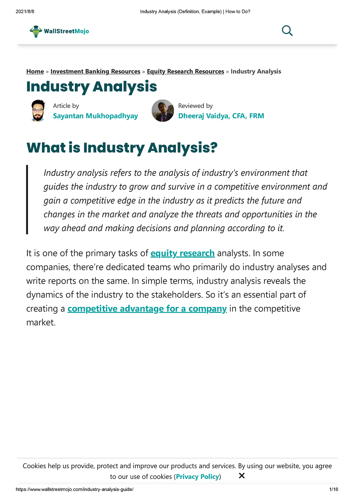 industry analysis research definition