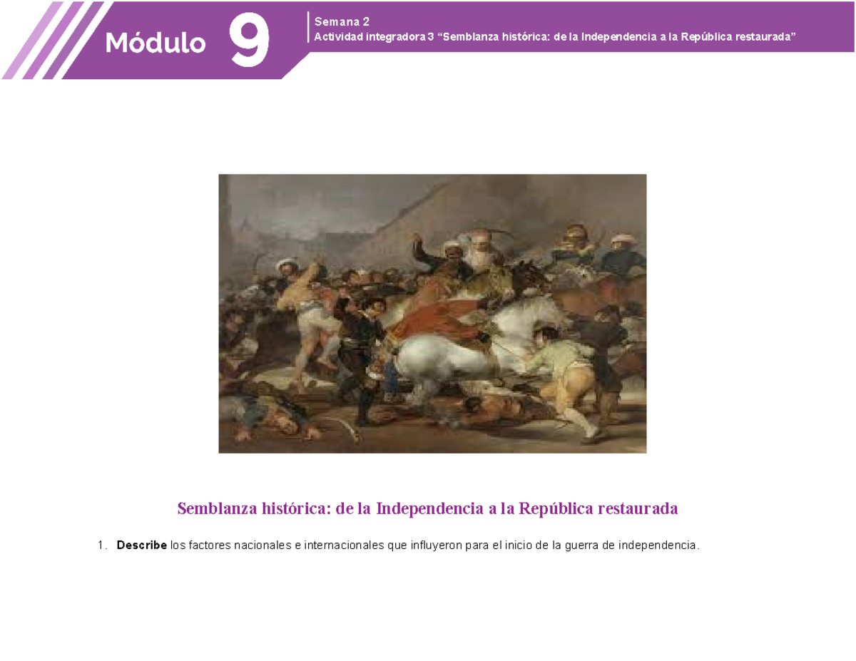 Semblanza histórica- de la Independencia a la República restaurada