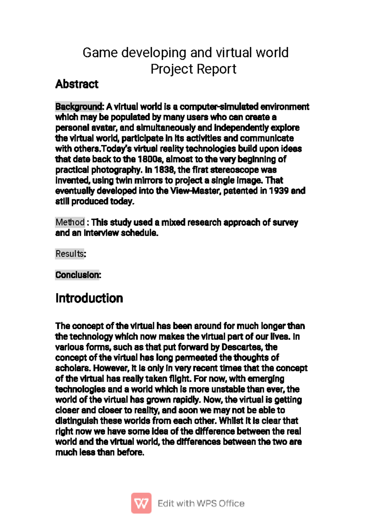 Game developing and virtual world - Game developing and virtual world ...