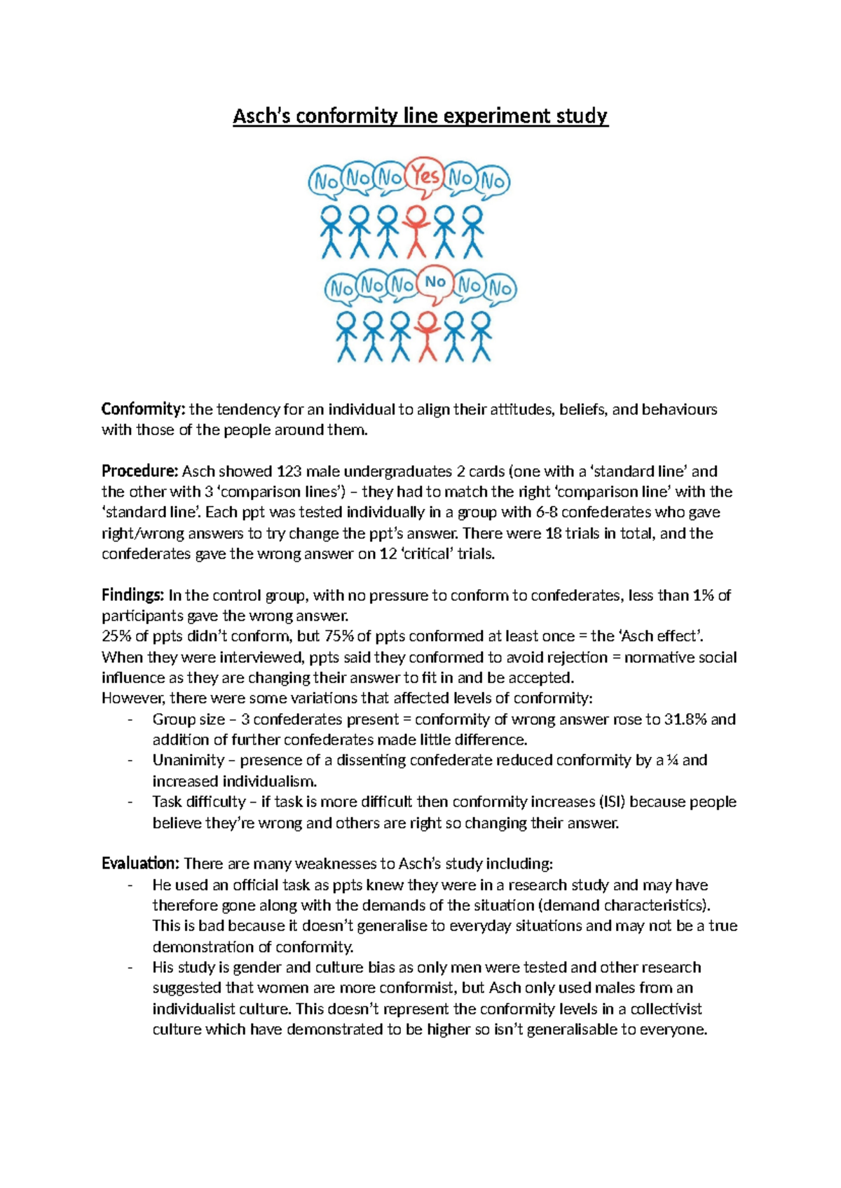 Asch's conformity line experiment study study revision - Asch’s ...