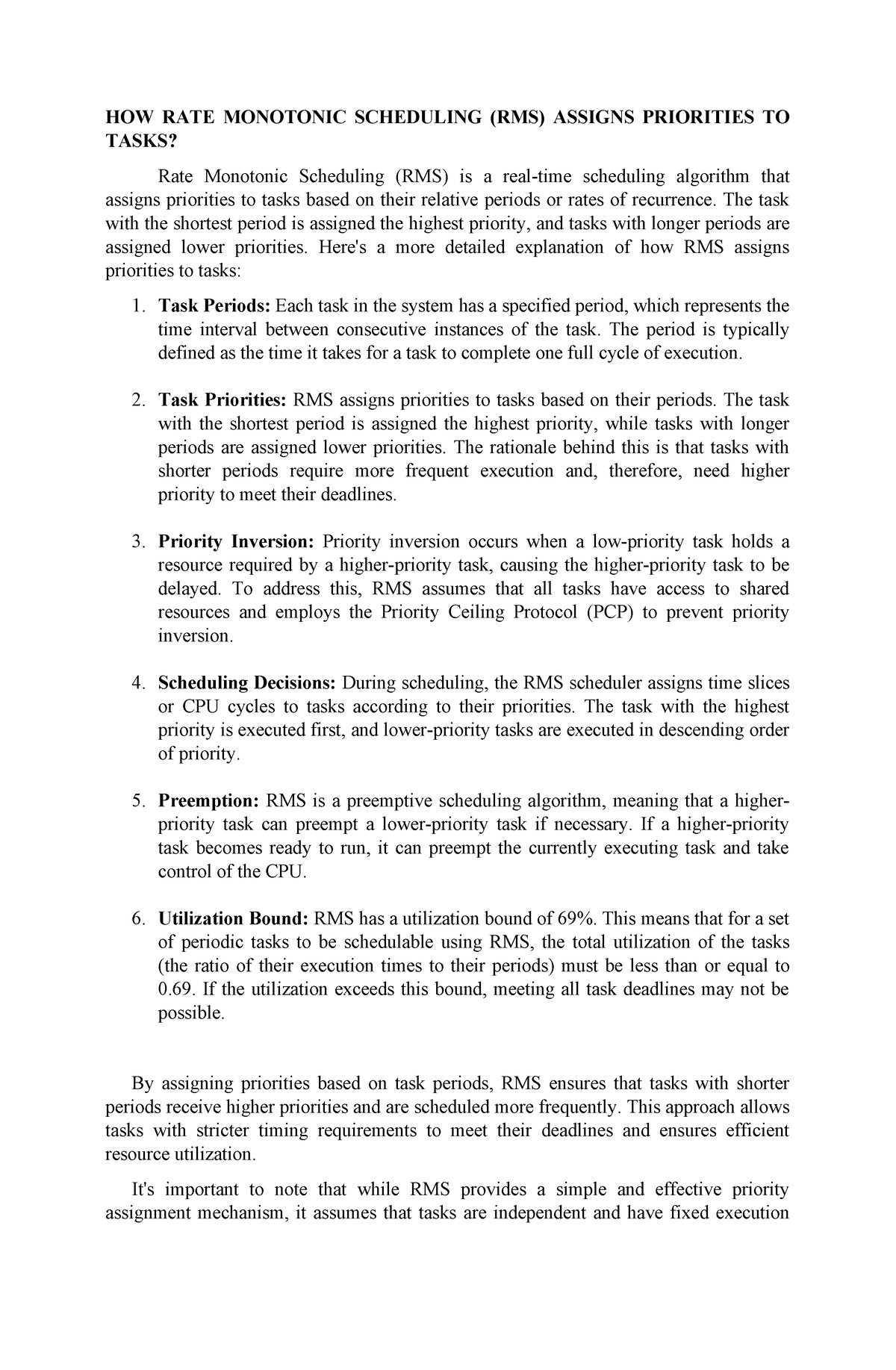 HOW RATE Monotonic Scheduling (RMS) Assigns Priorities TO Tasks - HOW ...