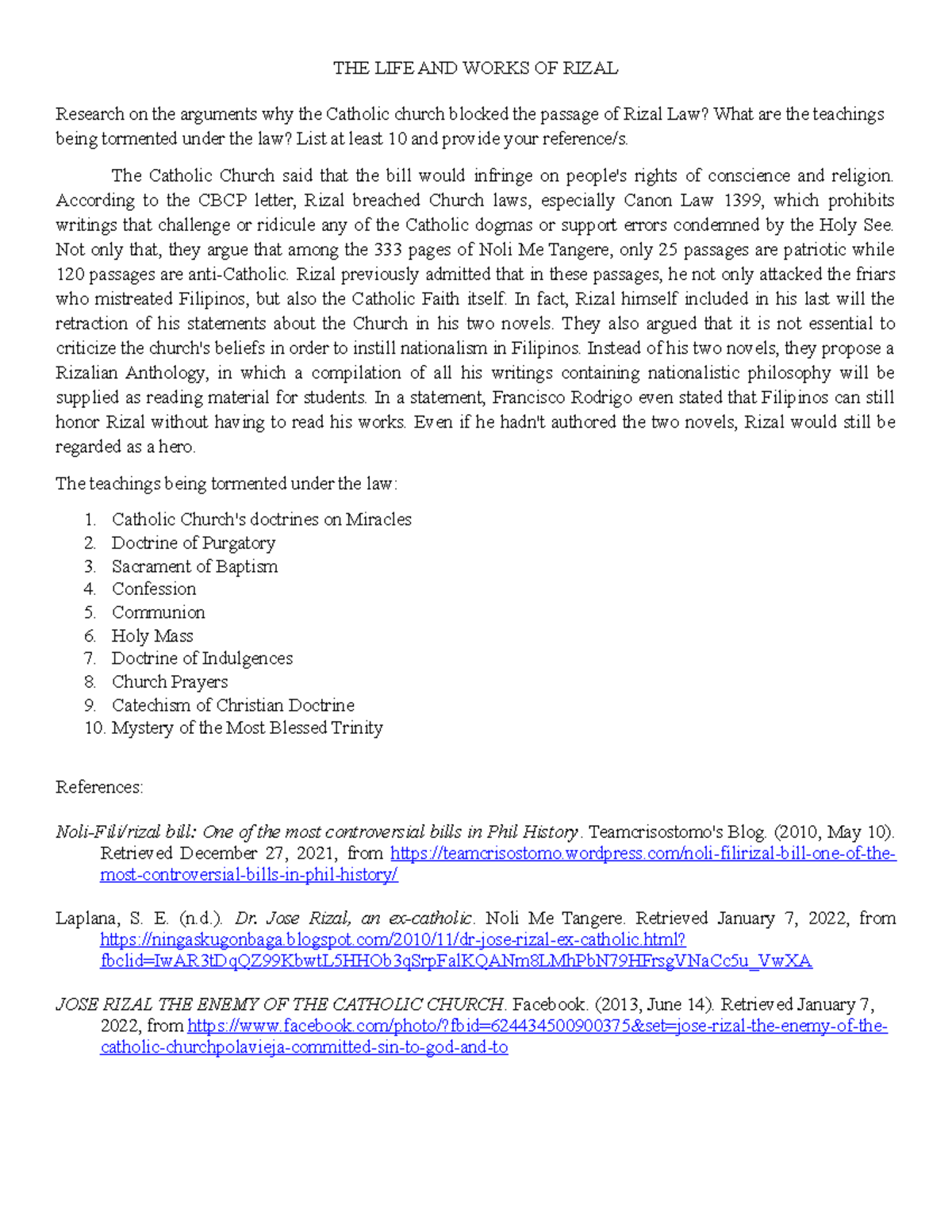 THE LIFE AND Works OF Rizal - THE LIFE AND WORKS OF RIZAL Research on ...