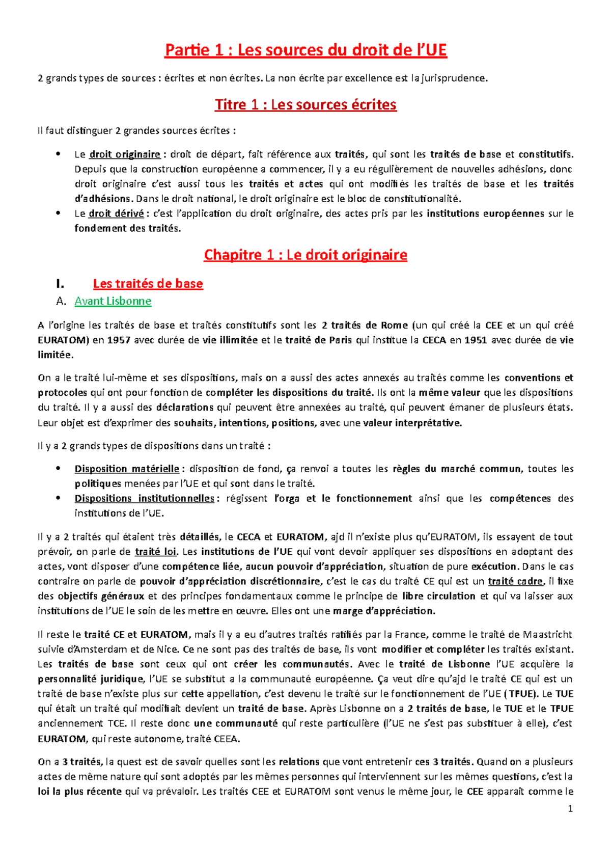 Chapitre 1. Le droit originaire - Partie 1 : Les sources du droit de l ...