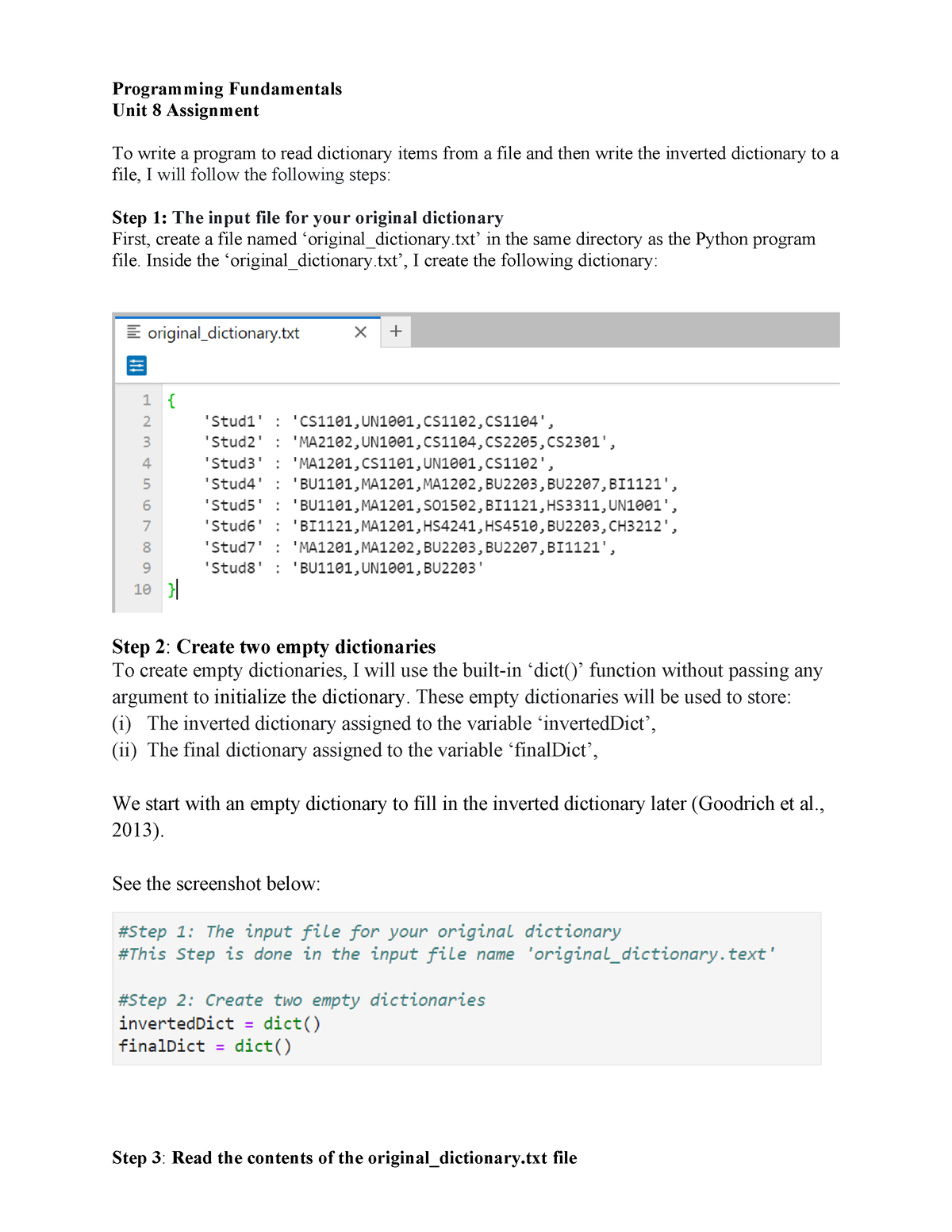 assignment 8r working with data and events instructions