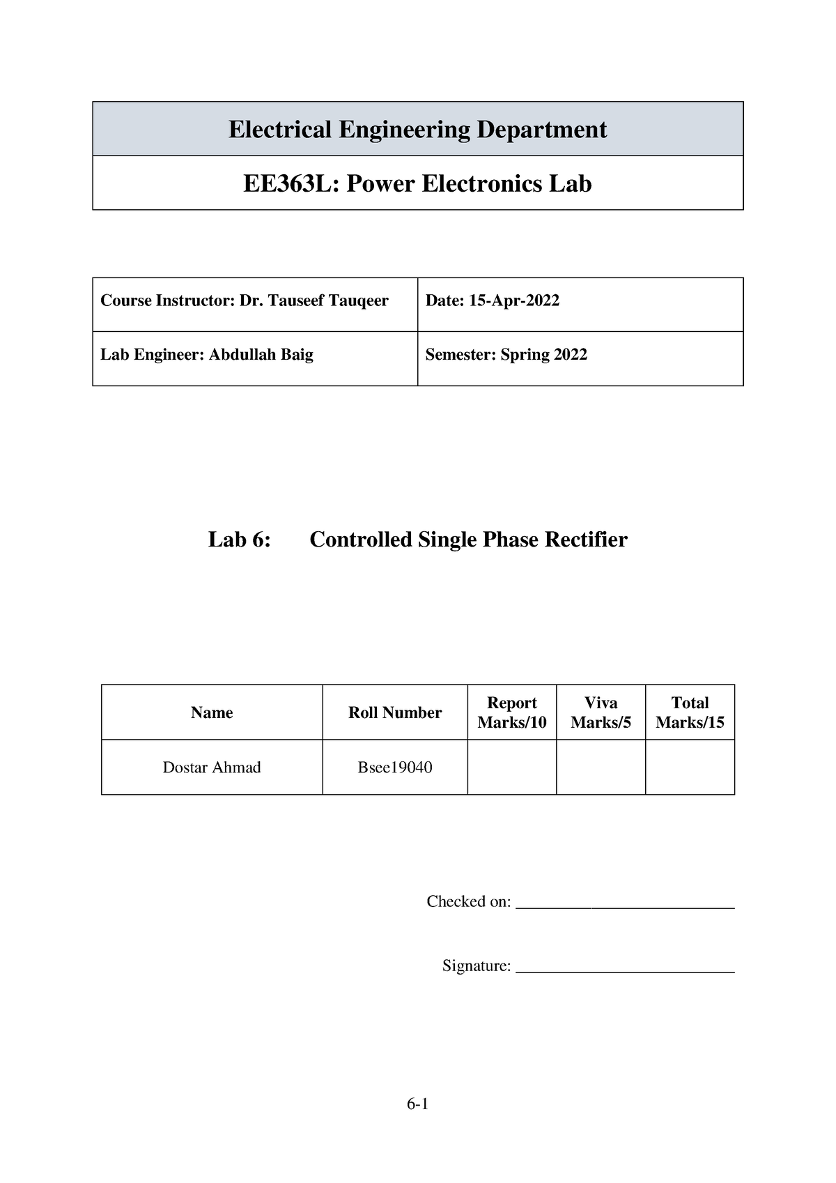 Lab6 - Lab Manual - Electrical Engineering Department EE363L: Power ...