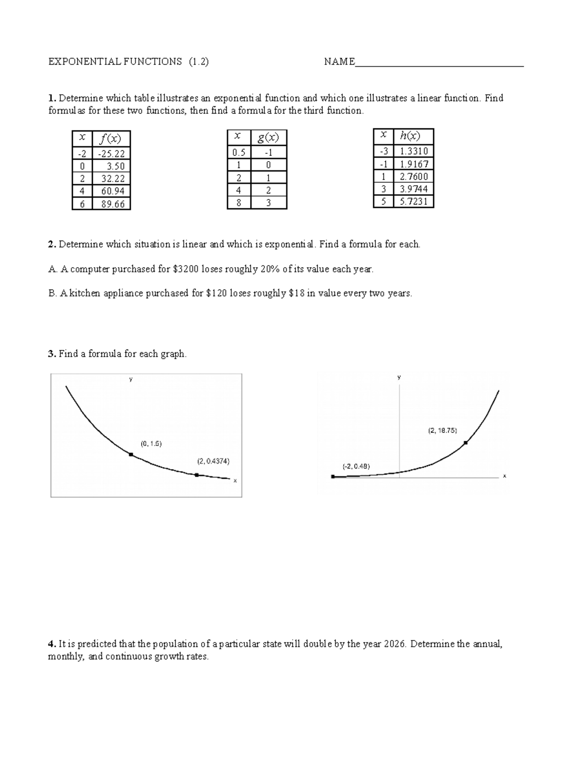 math 1 homework 2.8 exponential growth