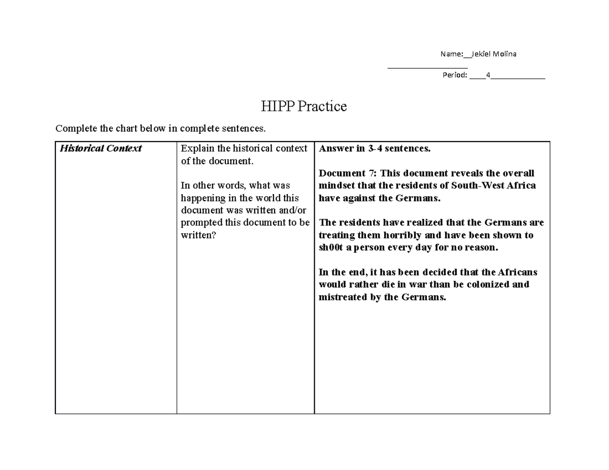 HIPP Practice - Copy - For Ap class - Period: ____4_____________ HIPP ...