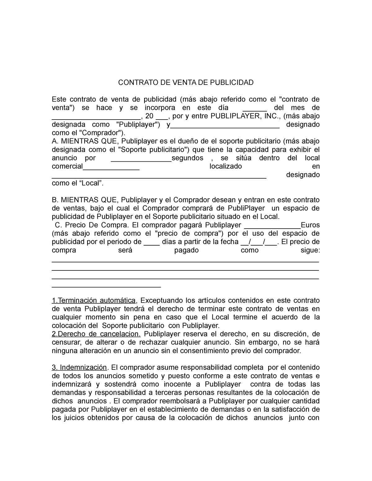 Contrato De Venta De Publicidad Es Contrato De Venta De Publicidad Este Contrato De Venta De 0062