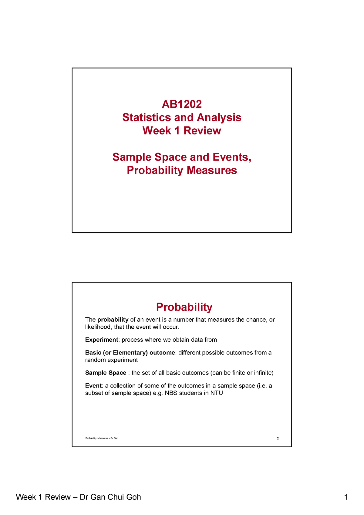 Wk 1-Tut 1 Notes-upload - AB Statistics And Analysis Week 1 Review ...