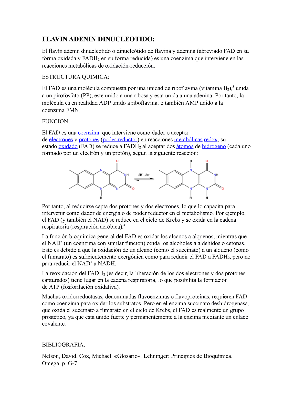 Flavin Adenin Dinucleotido Flavin Adenin Dinucleotido El Flav N