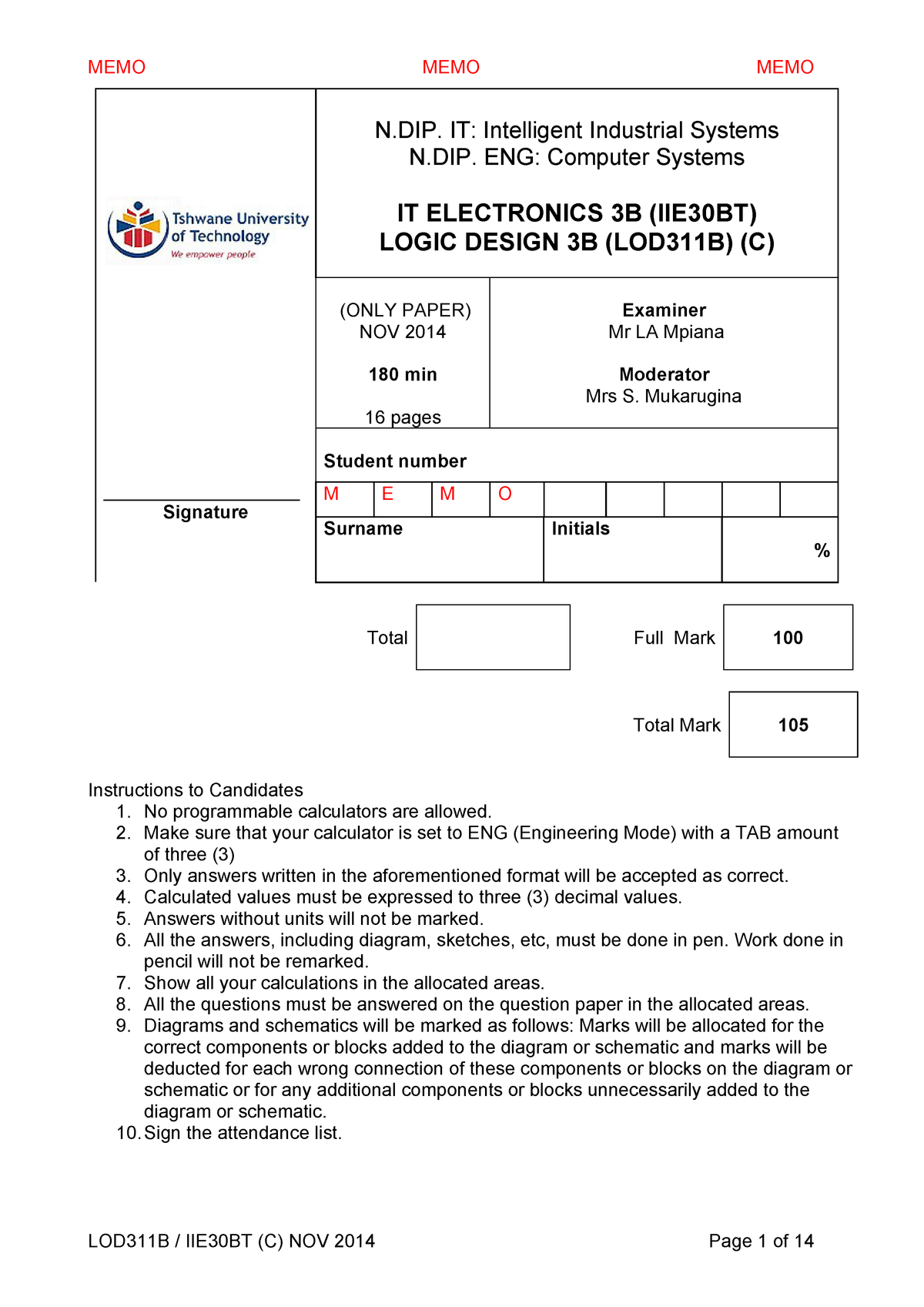 Exam 9 November 2014, questions and answers - StuDocu