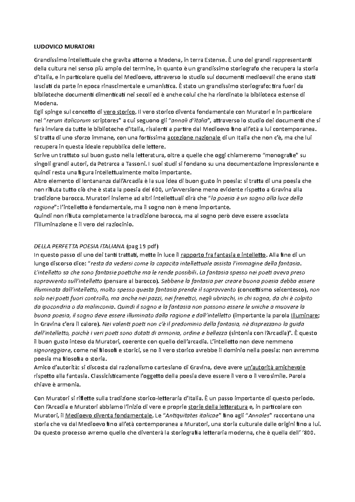 Ludovico muratori Appunti di lezione 7 LUDOVICO MURATORI Grandissimo intellettuale che Ludovico muratori Appunti di lezione 7 LUDOVICO MURATORI Grandissimo intellettuale che