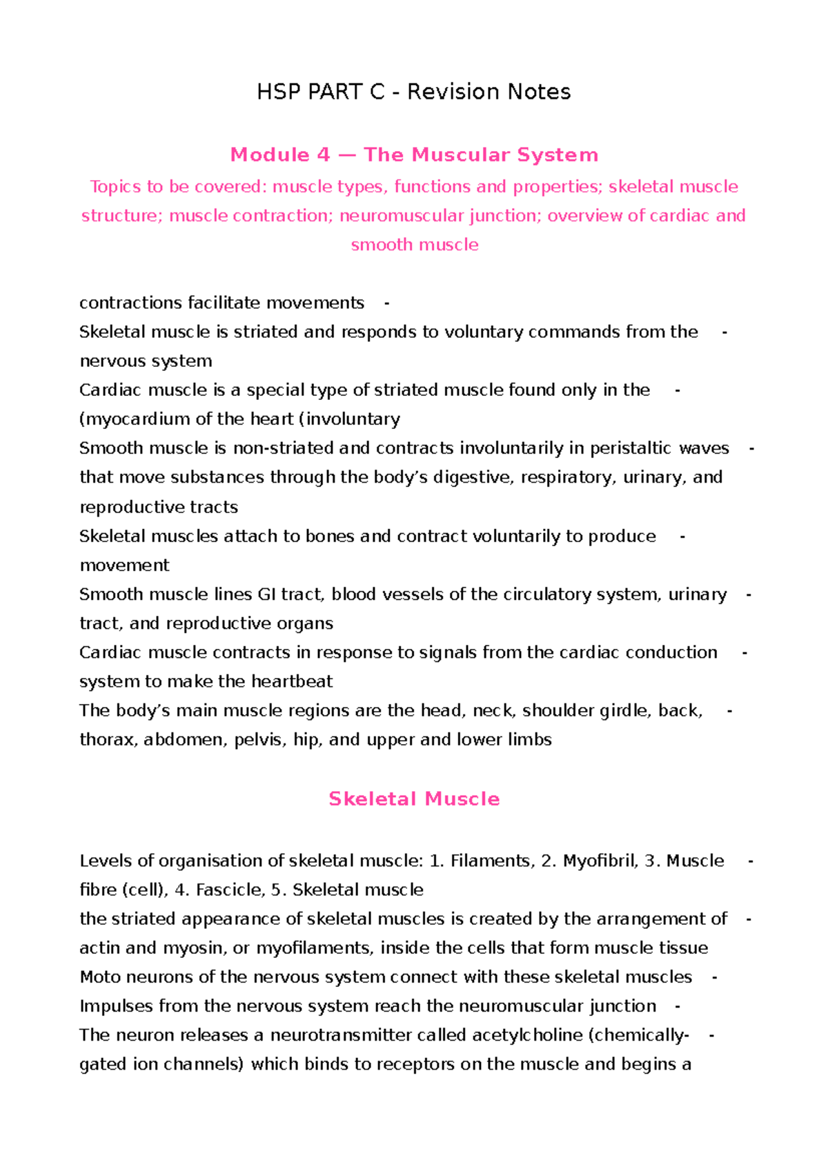 HSP Part C Revision Notes - HSP PART C - Revision Notes Module 4 — The ...
