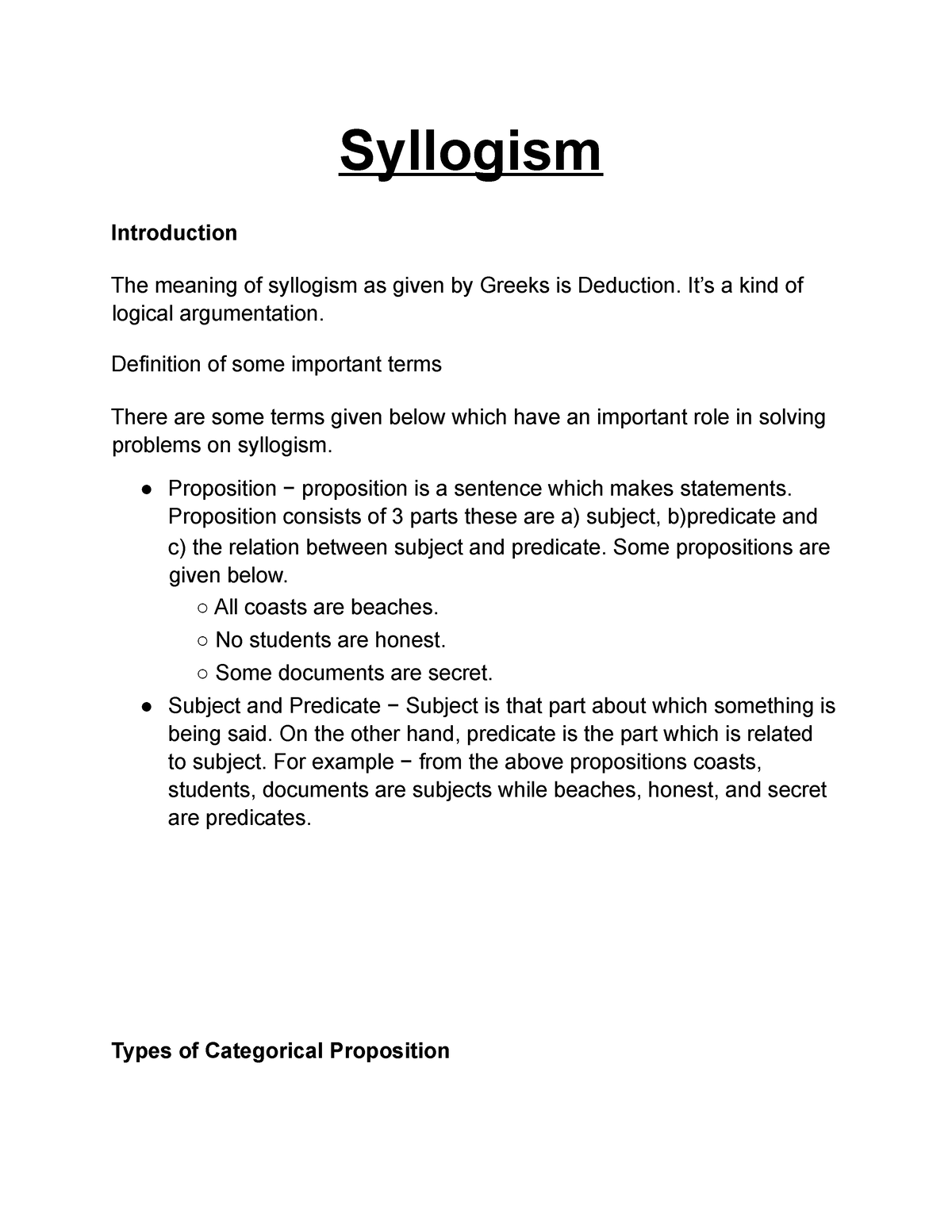 Syllogism - Syllogism Introduction The Meaning Of Syllogism As Given By ...