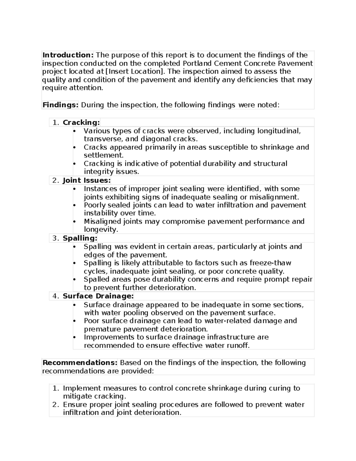 PIT PCCP - report - Introduction: The purpose of this report is to ...