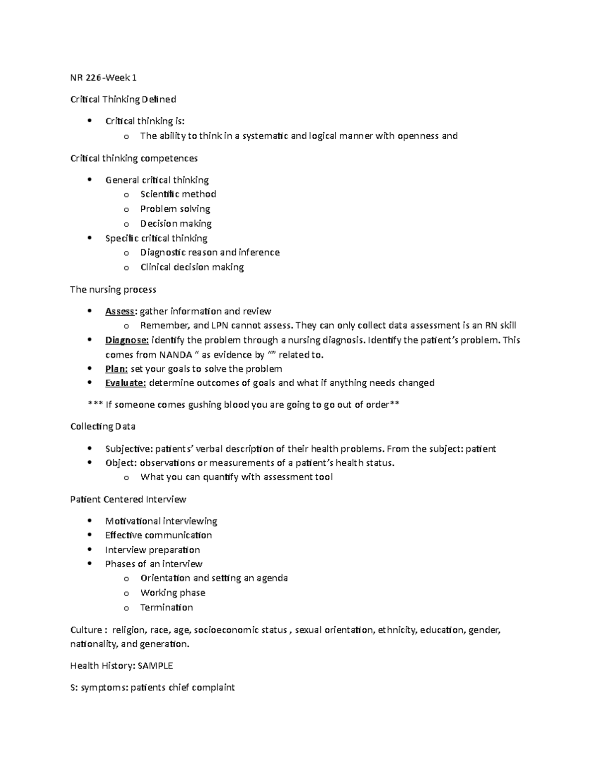 NR 226-Week 1 - week 1 - NR 226-Week 1 Critical Thinking Defined ...