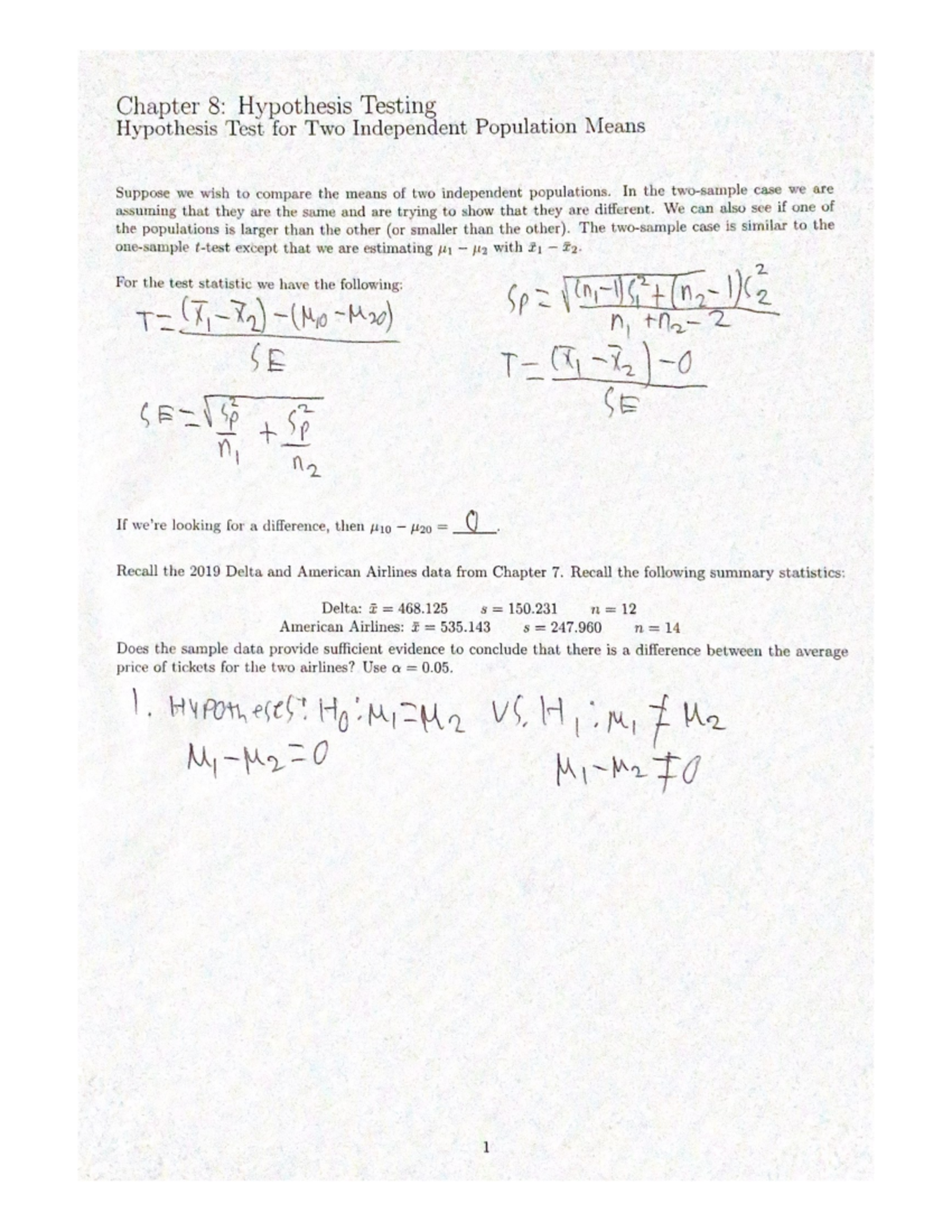 Chapter 8 Hypothesis Testing - STAT 2160 - Studocu