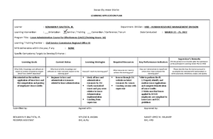 Template Learning Action Plan - Davao City Water District LEARNING ...