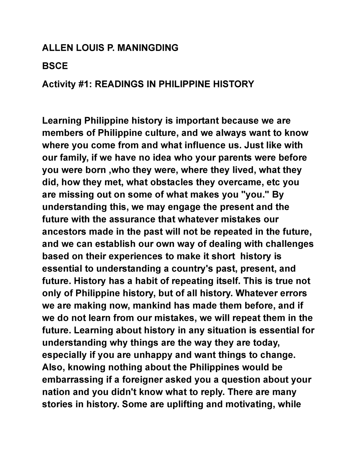 readings in philippine history essay questions