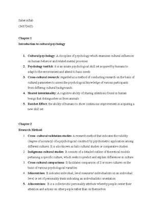 PSY101 LAB Report - PSY101: Introduction to Cultural Psychology Aasiya ...
