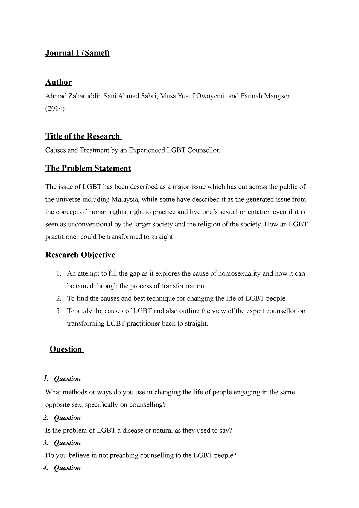 lgbt research objectives